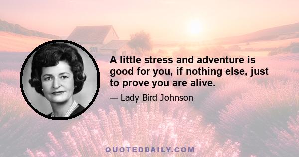 A little stress and adventure is good for you, if nothing else, just to prove you are alive.