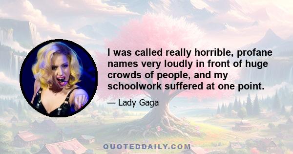 I was called really horrible, profane names very loudly in front of huge crowds of people, and my schoolwork suffered at one point.