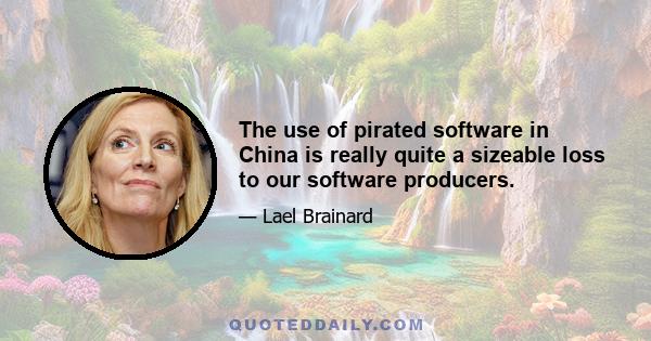 The use of pirated software in China is really quite a sizeable loss to our software producers.