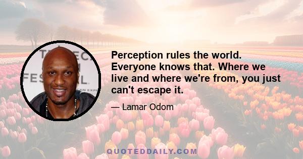 Perception rules the world. Everyone knows that. Where we live and where we're from, you just can't escape it.