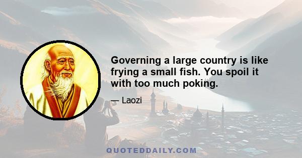 Governing a large country is like frying a small fish. You spoil it with too much poking.