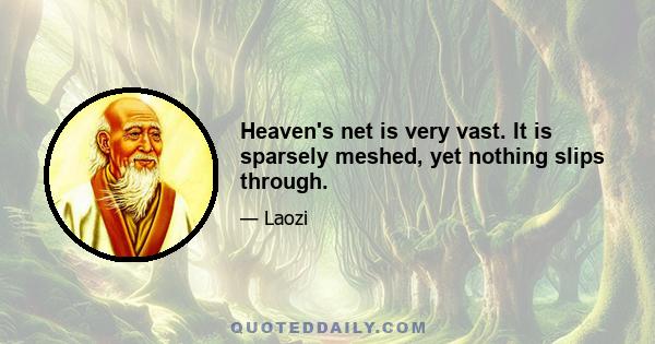 Heaven's net is very vast. It is sparsely meshed, yet nothing slips through.