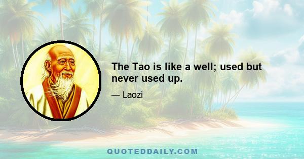 The Tao is like a well; used but never used up.