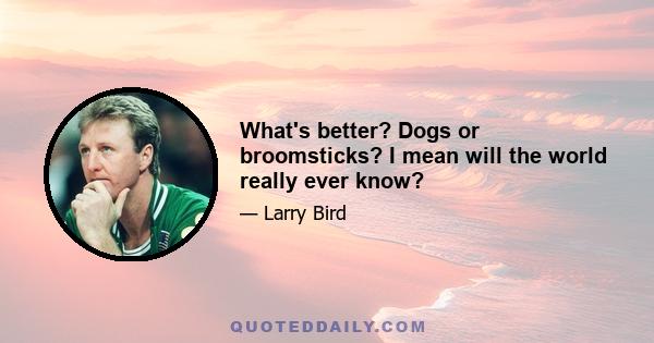 What's better? Dogs or broomsticks? I mean will the world really ever know?