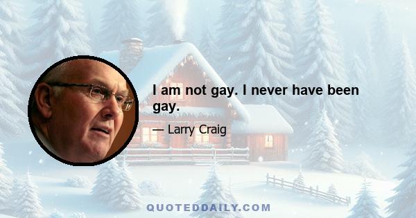 I am not gay. I never have been gay.