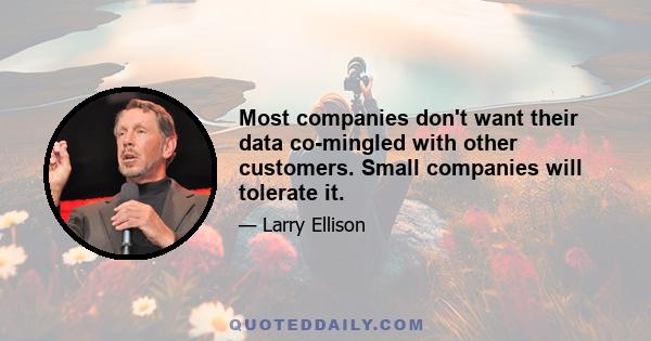 Most companies don't want their data co-mingled with other customers. Small companies will tolerate it.