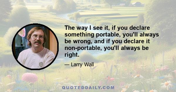 The way I see it, if you declare something portable, you'll always be wrong, and if you declare it non-portable, you'll always be right.