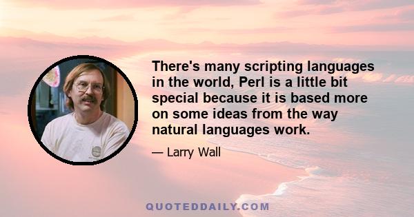 There's many scripting languages in the world, Perl is a little bit special because it is based more on some ideas from the way natural languages work.