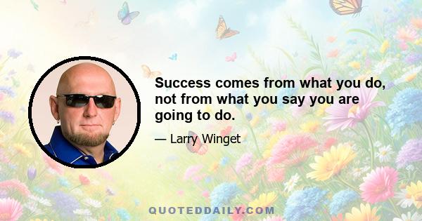 Success comes from what you do, not from what you say you are going to do.