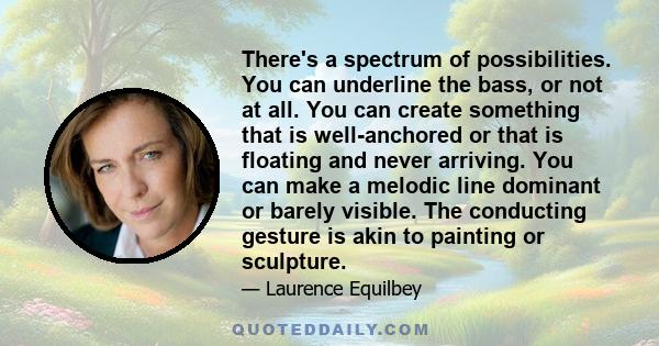 There's a spectrum of possibilities. You can underline the bass, or not at all. You can create something that is well-anchored or that is floating and never arriving. You can make a melodic line dominant or barely