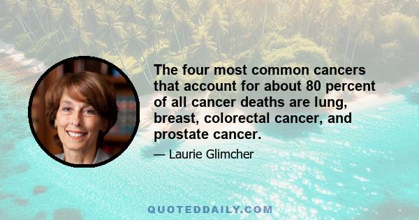 The four most common cancers that account for about 80 percent of all cancer deaths are lung, breast, colorectal cancer, and prostate cancer.