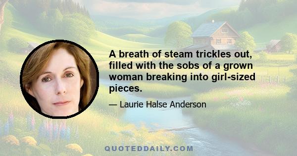 A breath of steam trickles out, filled with the sobs of a grown woman breaking into girl-sized pieces.