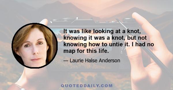 It was like looking at a knot, knowing it was a knot, but not knowing how to untie it. I had no map for this life.