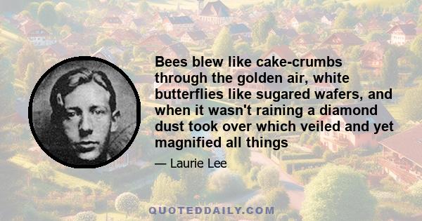 Bees blew like cake-crumbs through the golden air, white butterflies like sugared wafers, and when it wasn't raining a diamond dust took over which veiled and yet magnified all things