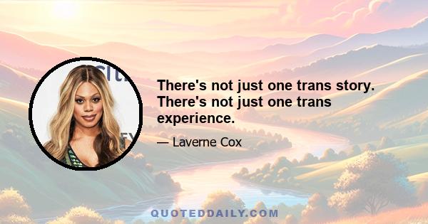 There's not just one trans story. There's not just one trans experience.