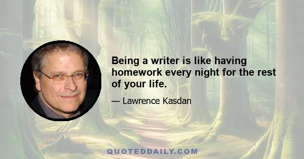 Being a writer is like having homework every night for the rest of your life.