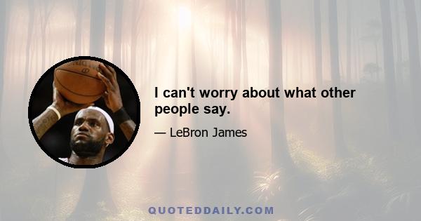 I can't worry about what other people say.