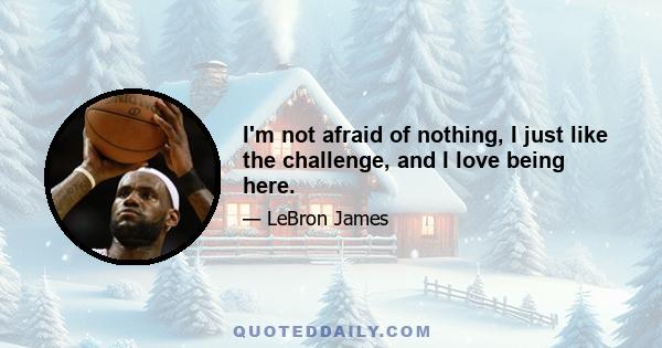 I'm not afraid of nothing, I just like the challenge, and I love being here.