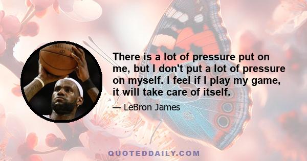 There is a lot of pressure put on me, but I don't put a lot of pressure on myself. I feel if I play my game, it will take care of itself.