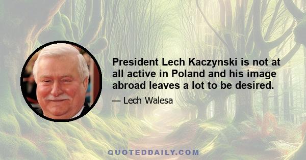 President Lech Kaczynski is not at all active in Poland and his image abroad leaves a lot to be desired.