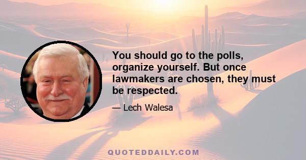 You should go to the polls, organize yourself. But once lawmakers are chosen, they must be respected.