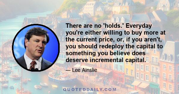 There are no 'holds.' Everyday you're either willing to buy more at the current price, or, if you aren't, you should redeploy the capital to something you believe does deserve incremental capital.