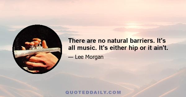 There are no natural barriers. It's all music. It's either hip or it ain't.