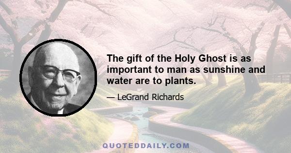 The gift of the Holy Ghost is as important to man as sunshine and water are to plants.