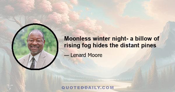 Moonless winter night- a billow of rising fog hides the distant pines