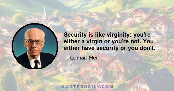 Security is like virginity: you're either a virgin or you're not. You either have security or you don't.