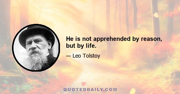 He is not apprehended by reason, but by life.