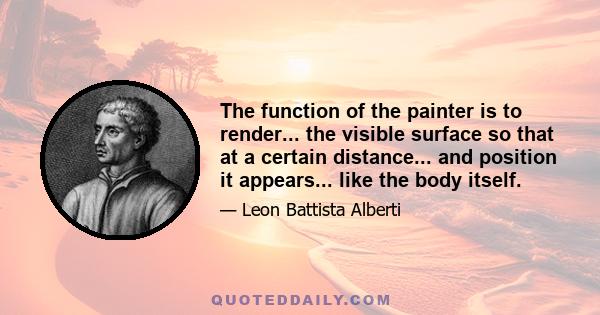 The function of the painter is to render... the visible surface so that at a certain distance... and position it appears... like the body itself.