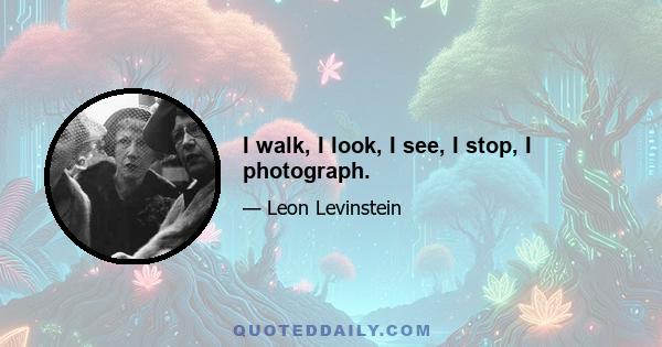 I walk, I look, I see, I stop, I photograph.