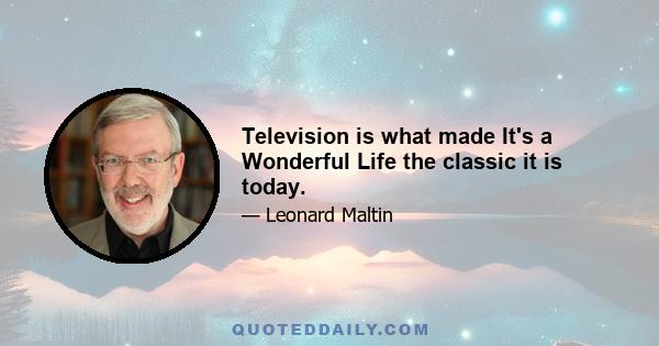 Television is what made It's a Wonderful Life the classic it is today.