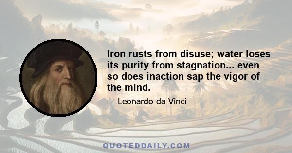 Iron rusts from disuse; water loses its purity from stagnation... even so does inaction sap the vigor of the mind.