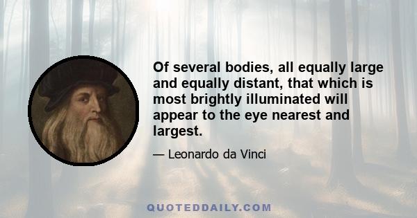 Of several bodies, all equally large and equally distant, that which is most brightly illuminated will appear to the eye nearest and largest.