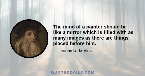 The mind of a painter should be like a mirror which is filled with as many images as there are things placed before him.