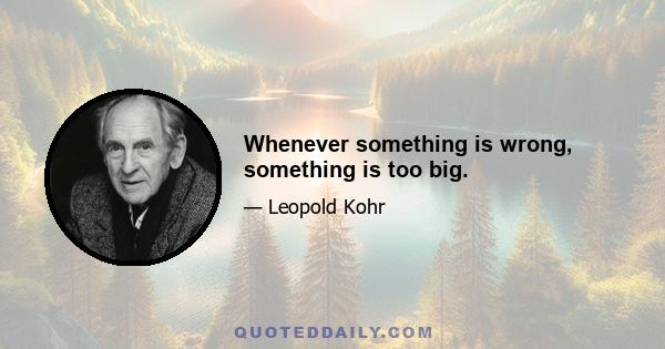 Whenever something is wrong, something is too big.