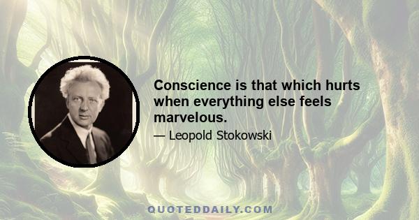 Conscience is that which hurts when everything else feels marvelous.