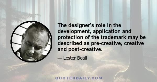 The designer's role in the development, application and protection of the trademark may be described as pre-creative, creative and post-creative.