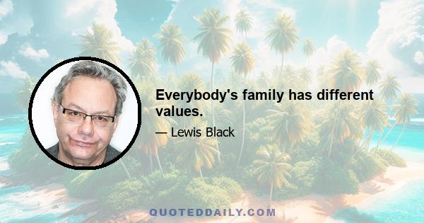 Everybody's family has different values.