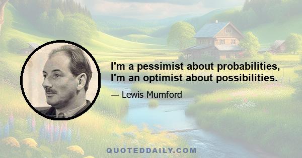 I'm a pessimist about probabilities, I'm an optimist about possibilities.