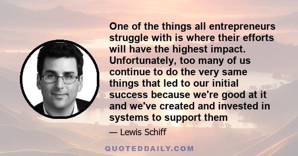 One of the things all entrepreneurs struggle with is where their efforts will have the highest impact. Unfortunately, too many of us continue to do the very same things that led to our initial success because we're good 