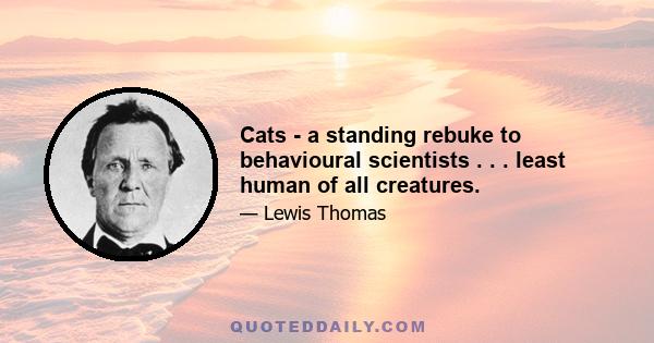 Cats - a standing rebuke to behavioural scientists . . . least human of all creatures.