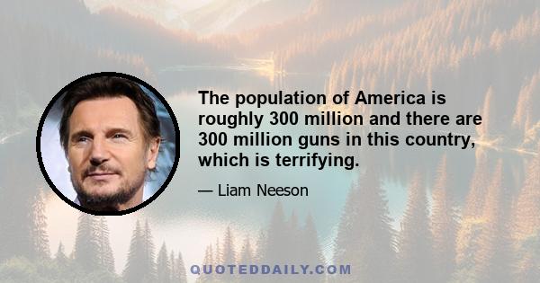 The population of America is roughly 300 million and there are 300 million guns in this country, which is terrifying.