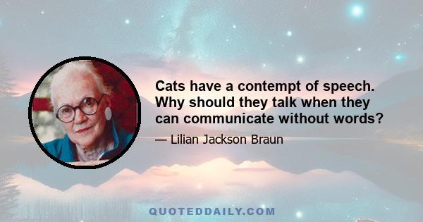 Cats have a contempt of speech. Why should they talk when they can communicate without words?