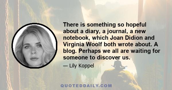 There is something so hopeful about a diary, a journal, a new notebook, which Joan Didion and Virginia Woolf both wrote about. A blog. Perhaps we all are waiting for someone to discover us.