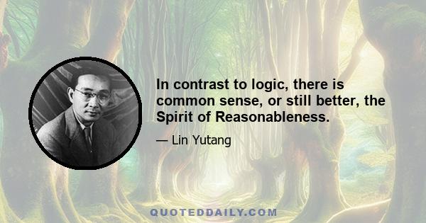 In contrast to logic, there is common sense, or still better, the Spirit of Reasonableness.