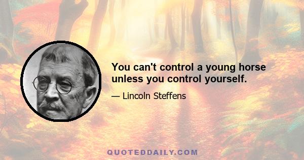 You can't control a young horse unless you control yourself.