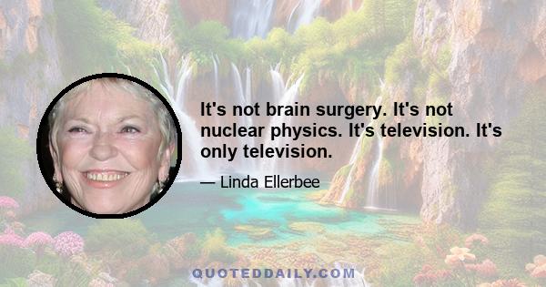 It's not brain surgery. It's not nuclear physics. It's television. It's only television.